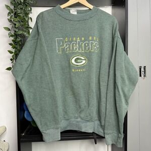 Vintage Green Bay Packers Sweatshirt Mens Large Green Pullover NFL Riddell 90s